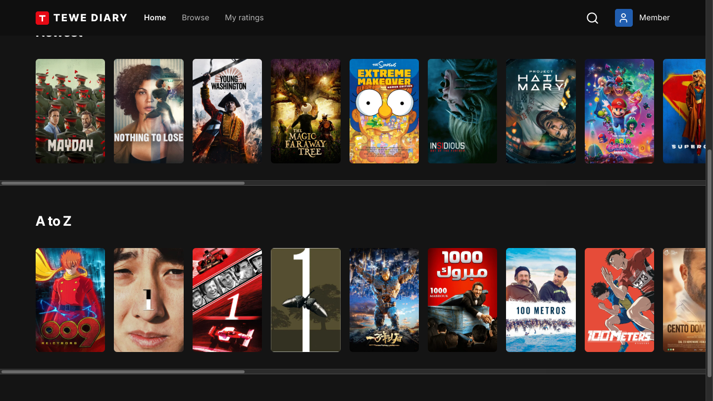 The poster rows on the home screen